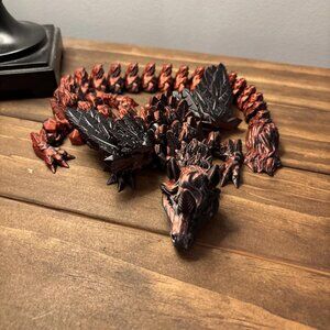 Articulated Black & Red Unicorn Winged Dragon. Colors Fidget Stress Fantasy 21.5